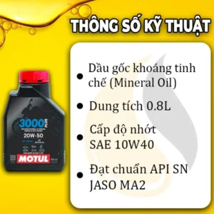 Alternative view of Motul 3000 Plus 4T 20W50 0.8L
